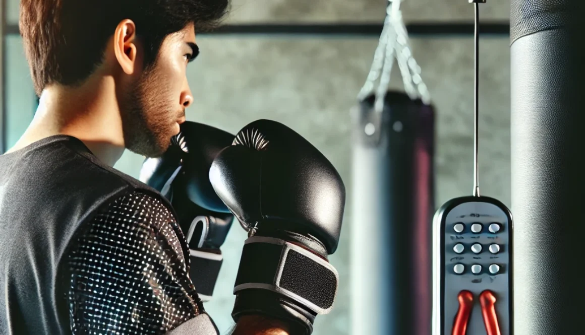 Person performing a boxing workout in a gym setting, focusing on weight loss.